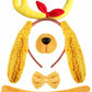 PAJXNJC Deer Antler Headband Set Yellow Christmas Party Favors Nose Bow Tail