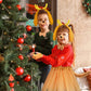 PAJXNJC Deer Antler Headband Set Yellow Christmas Party Favors Nose Bow Tail