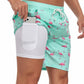 SHEKINI Mens Swim Trunks Quick Dry Compression Lining Pockets Light Green XL