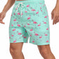 SHEKINI Mens Swim Trunks Quick Dry Compression Lining Pockets Light Green XL