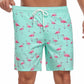 SHEKINI Mens Swim Trunks Quick Dry Compression Lining Pockets Light Green XL