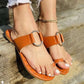 Orange Leather Casual Beach Sandals with Silver Studs