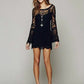 2021 hot sale flower pattern long sleeve loose hook beach dress women's hollow out sexy lace dress elegant sexy lace beach dress