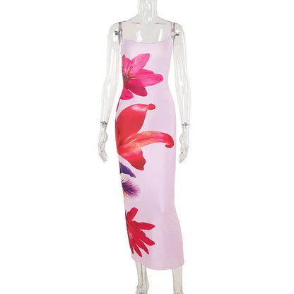 Pink Floral Strap Dress