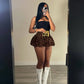 Leopard Print Pleated Puffy Skirt