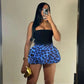 Leopard Print Pleated Puffy Skirt