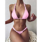 Pink Woman Summer Swimsuit Mini Lace Up Adjustable Bikinis Set Beachwear Top Swimwear Women Swimming Wear Colorful Beach Bathing Suit