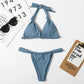 Pink Woman Summer Swimsuit Mini Lace Up Adjustable Bikinis Set Beachwear Top Swimwear Women Swimming Wear Colorful Beach Bathing Suit
