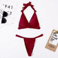 Pink Woman Summer Swimsuit Mini Lace Up Adjustable Bikinis Set Beachwear Top Swimwear Women Swimming Wear Colorful Beach Bathing Suit