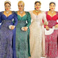 Plus Size Long Sleeve Sequined Evening Dress