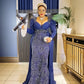 Plus Size Long Sleeve Sequined Evening Dress