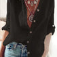 Loose V-Neck Long Sleeve Top