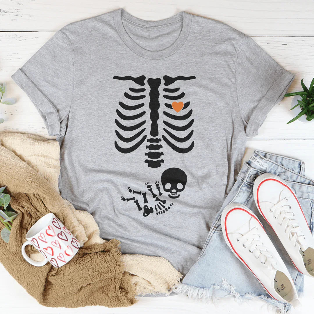 Pregnant Skeleton Baby Boy Tee