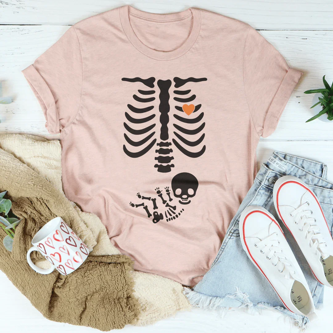 Pregnant Skeleton Baby Boy Tee
