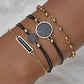 5pcs Set-Top Style Fashion Women's Luxury Leather Band Analog Quartz Wristwatch Ladies Watch