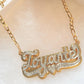 nowadaysfashion Double plate name chokers Silver name chokers Personalized Curb chain name chokers Name plate necklace