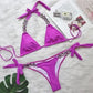 Bikini Sexy push up Crystal swimsuit female Halter swimwear women Knot