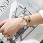 Women Watches Fashion Square Ladies Quartz Watch Bracelet Set Green Dial Mesh Watches