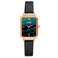 Women Watches Fashion Square Ladies Quartz Watch Bracelet Set Green Dial Mesh Watches