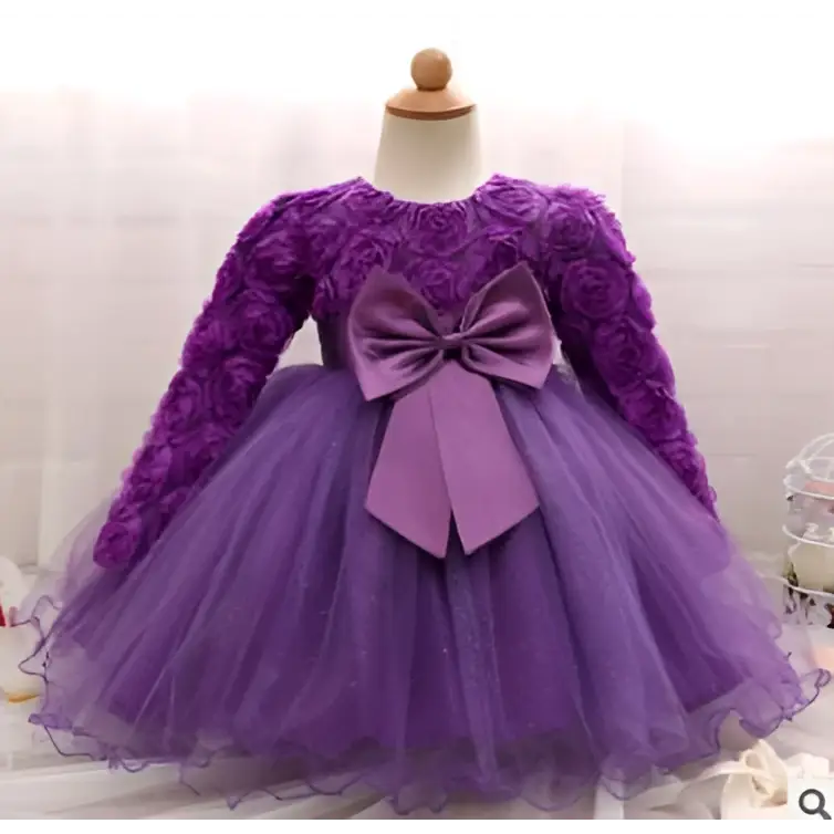 Purple Lace Girls Rose Princess Dress