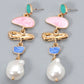 Abnormal Shape Zinc Alloy Synthetic Pearl Dangle Earrings