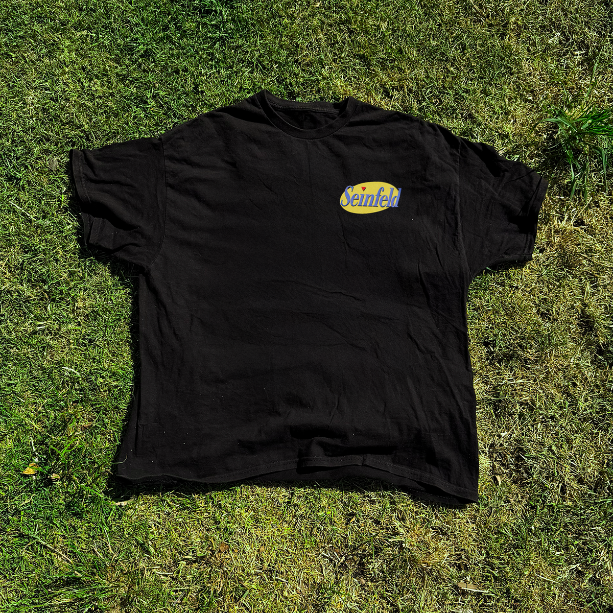 90s Seinfeld 'Logos' Washed Black Vintage Tee