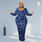 Elegant Plus Size Leopard Bodycon Maxi Dress for Fall