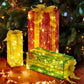 Red and Green Warm White Lighted Gift Boxes Set of 3