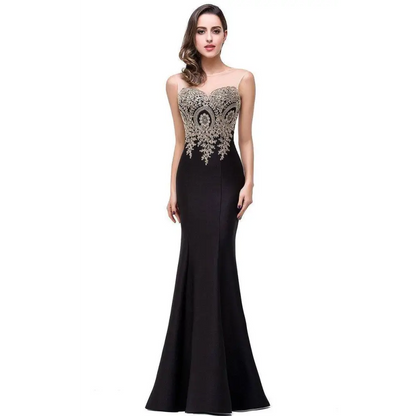 Red Mermaid Bride Toast Gown with Gold Beading