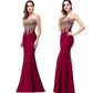Red Mermaid Bride Toast Gown with Gold Beading