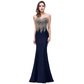 Red Mermaid Bride Toast Gown with Gold Beading