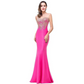 Red Mermaid Bride Toast Gown with Gold Beading