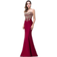 Red Mermaid Bride Toast Gown with Gold Beading