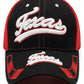 Texas Red & Black 3D Embroidered Baseball Cap, Hat