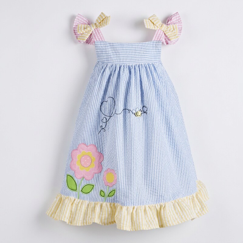 Blueberi Boulevard Baby Girls Gingham Bumblebee Sundress, 6-9 Months