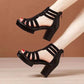 Rhinestone Fish Mouth Medium Platform Sandals
