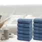 Resort Collection Soft Washcloth Face Body Towel Set 12 Pack Blue 12x12 Luxury