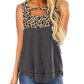 Women's Sleeveless Color Block Leopard Print Top