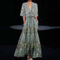 Summer V-Neck Floral Split Maxi Dress with Belt