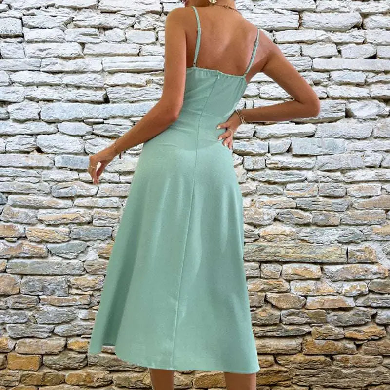 Satin Slit Sling Dress