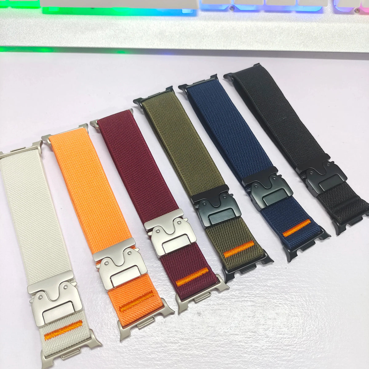 Samsung Galaxy Watch8, 8 Classic & 9 Elastic Nylon Band, Metal Buckle