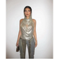 Silver Slit Metal Sequins Two-piece Set with Hood
