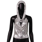 Silver Slit Metal Sequins Two-piece Set with Hood