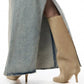 Simple Stitching Square Head Black Knee High Boots