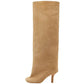 Simple Stitching Square Head Black Knee High Boots