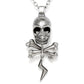 Skull And Bones Thunder Pendant Necklace Mens Steel
