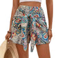Slimming Lace Up Printed Irregular Skirt