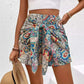 Slimming Lace Up Printed Irregular Skirt
