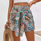Slimming Lace Up Printed Irregular Skirt