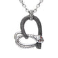 Snake Heart Pendant Necklace Gothic Silver Tone Adjustable